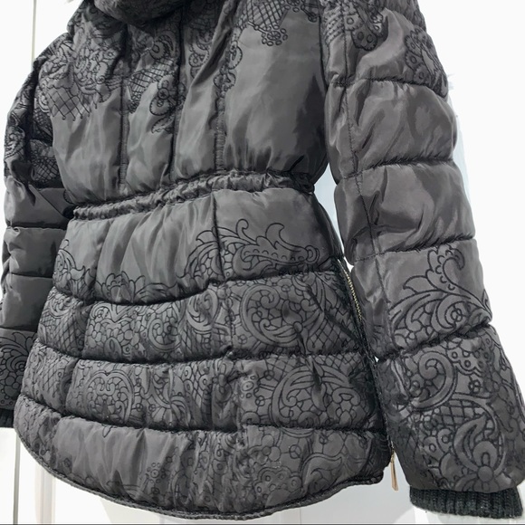 Desigual Jackets & Coats Desigual Embossed Faux Fur Trim Hooded